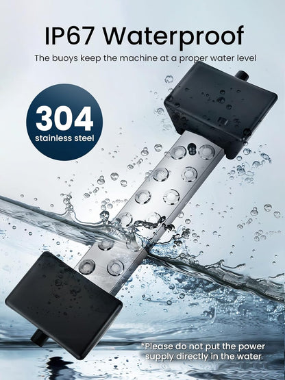 Ultrasonic Mist Maker 12 Heads, Ultrasonic Fogger Pond Fogger Waterproof Power Supply, Perfect for Pond, Greenhouse, Rockery, Lawn, Halloween Decoration