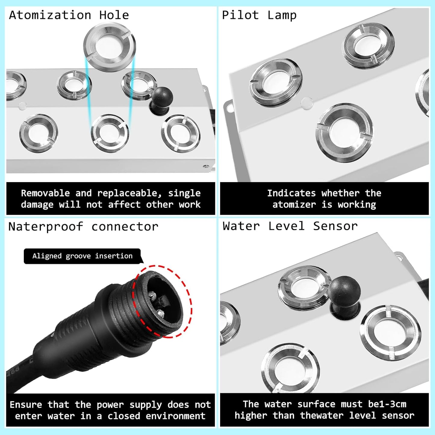 4 Head Ultrasonic Atomizer Fogger Mist Maker for Aquarium Rockery Fountain Landscape Mushroom