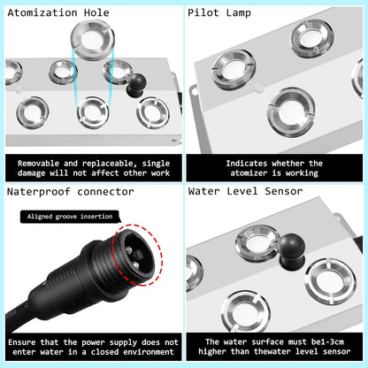 4 Head Ultrasonic Atomizer Fogger Mist Maker for Aquarium Rockery Fountain Landscape Mushroom