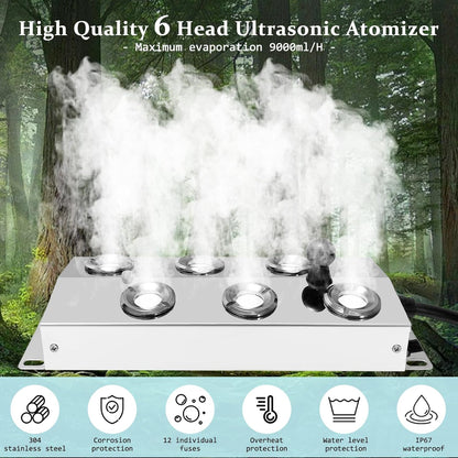 4 Head Ultrasonic Atomizer Fogger Mist Maker for Aquarium Rockery Fountain Landscape Mushroom