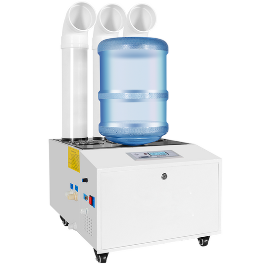 Ultrasonic Humidifier Cooler Sprayer 28kg/h Commercial Industrial Humidifier Portable Continuous Cool Mist Maker Humidifier with and Remote Sensor for Large Room Greenhouse Three Mist Outlet