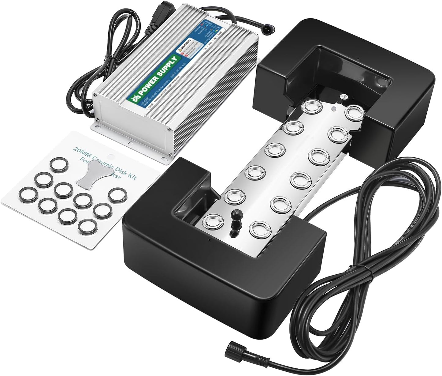 Ultrasonic Mist Maker 12 Heads, Ultrasonic Fogger Pond Fogger Waterproof Power Supply, Perfect for Pond, Greenhouse, Rockery, Lawn, Halloween Decoration